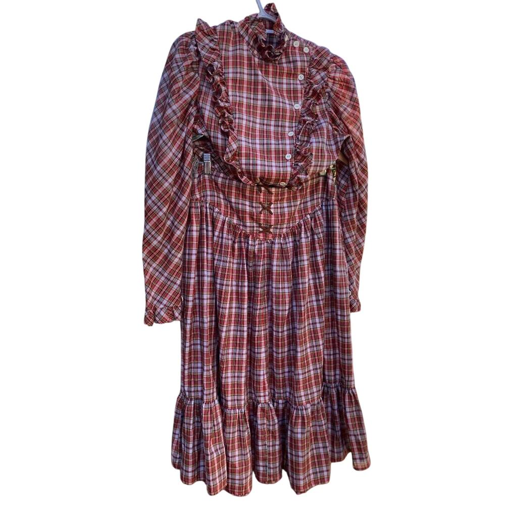 Vtg Western Prairie Red/Wht Check Blouse Skirt Set Boho Western days, Costume,